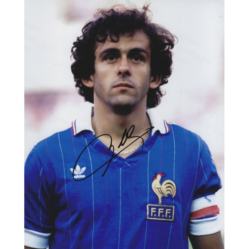 Autographe Original De Michel Platini Sur Photo Juventus 1983 - Dédicace Années 90, Occasion